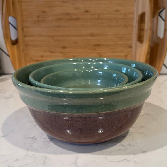 Vintage Red Wing nesting Mixing Bowls Oomph Design, provincial bakeware x3 - Picture 4 of 16